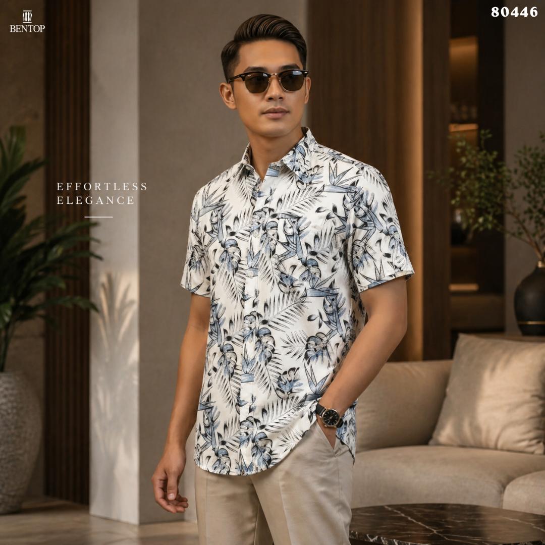 BENTOP Baju Kemeja Batik Slim Fit Floral Series Norman [ 1 ]