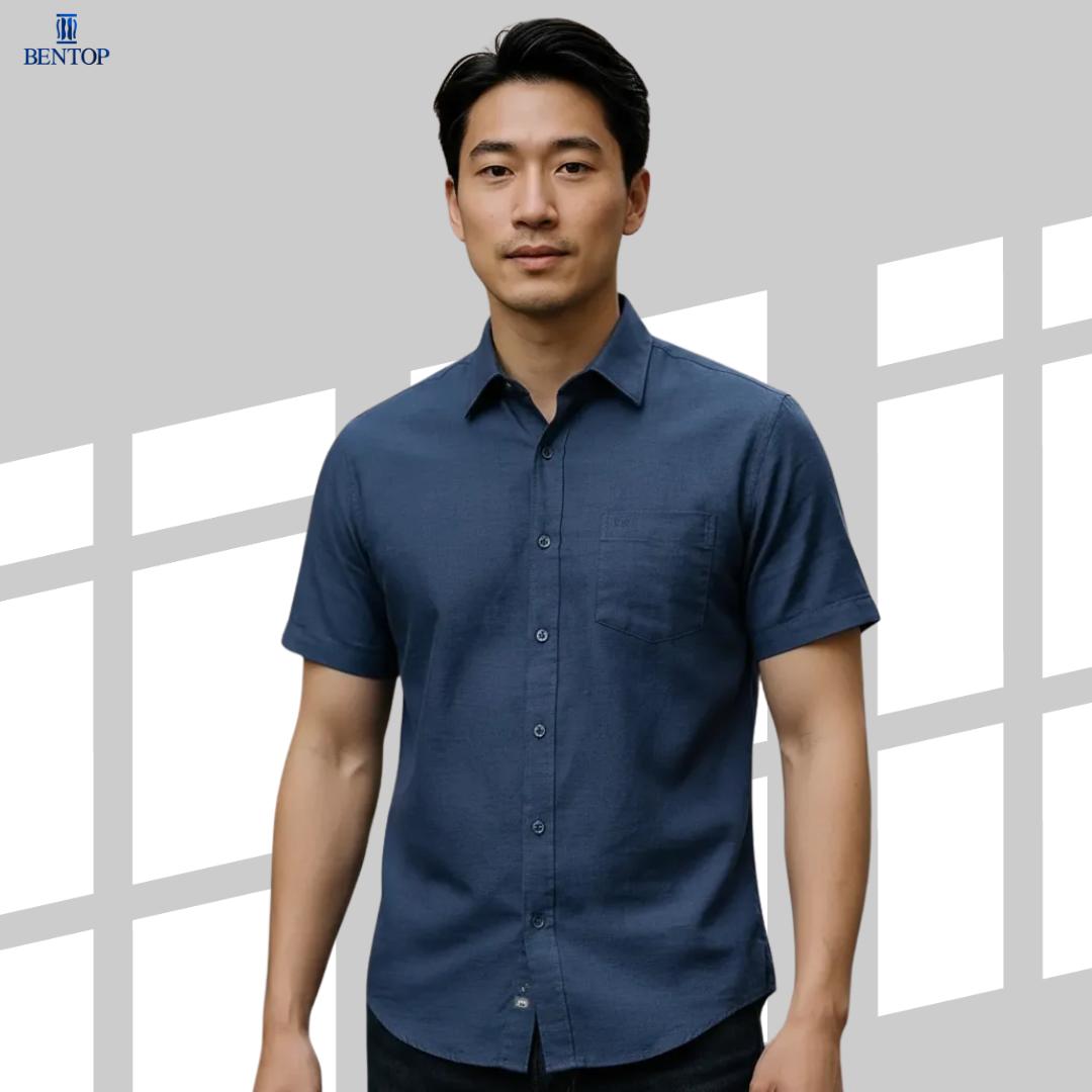 BENTOP Shirt Short Sleeve Slim Fit Oxford