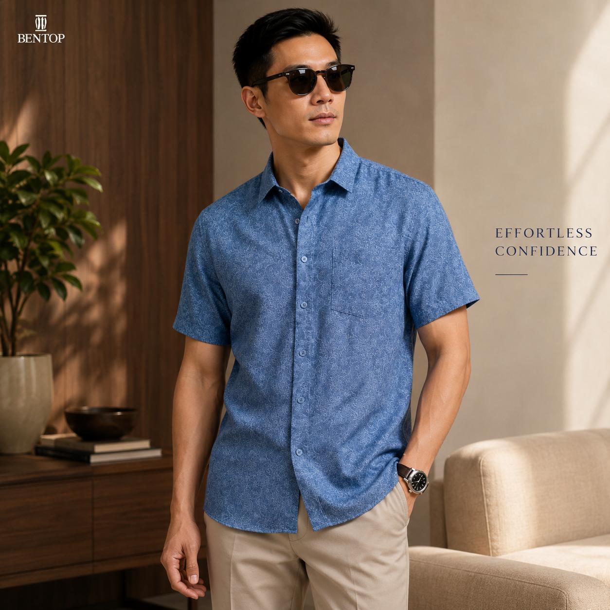BENTOP Baju Batik Modern Short Sleeve Slim Fit Series Indra [4]