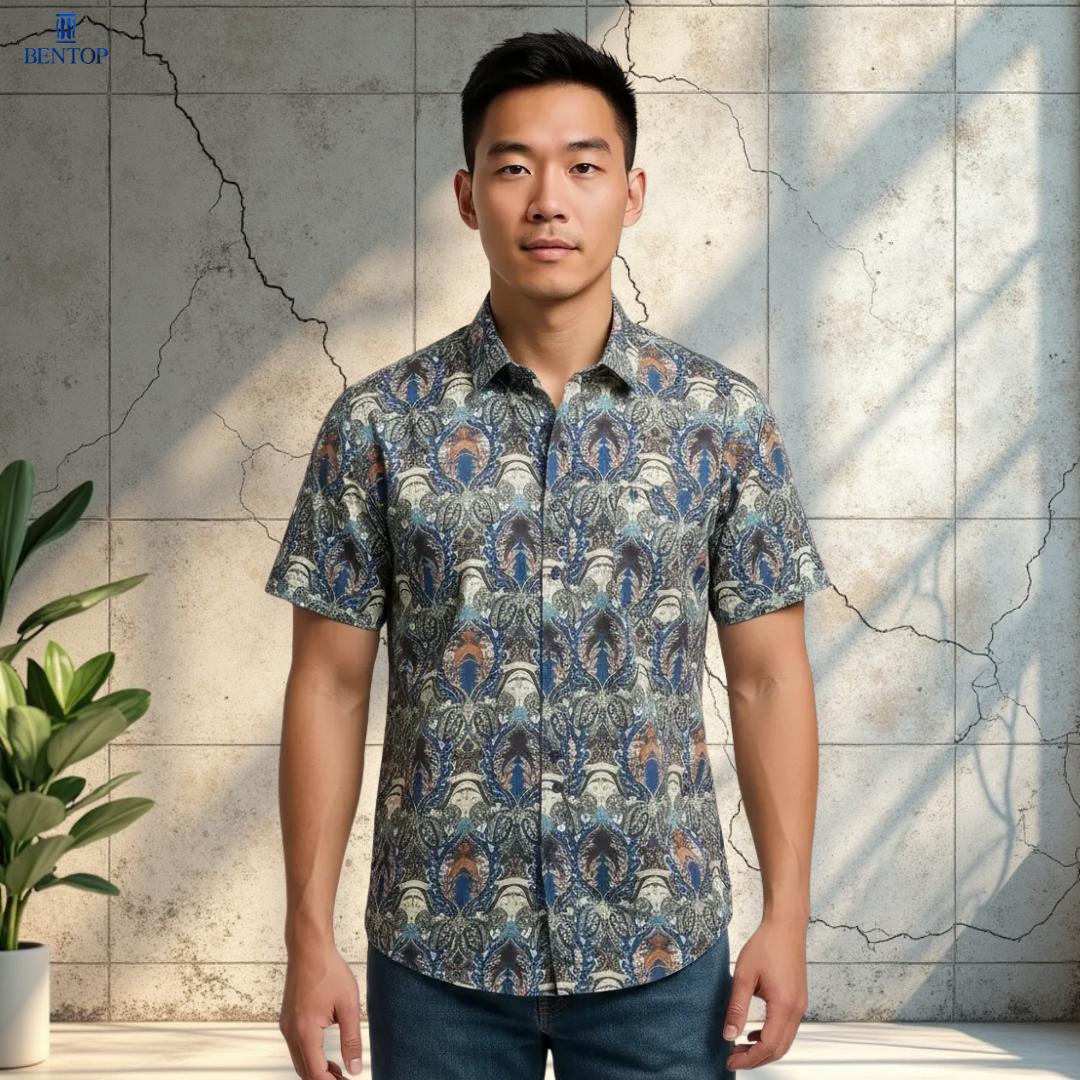 BENTOP Baju Batik Modern Short Sleeve Slim Fit Series Putra [6]