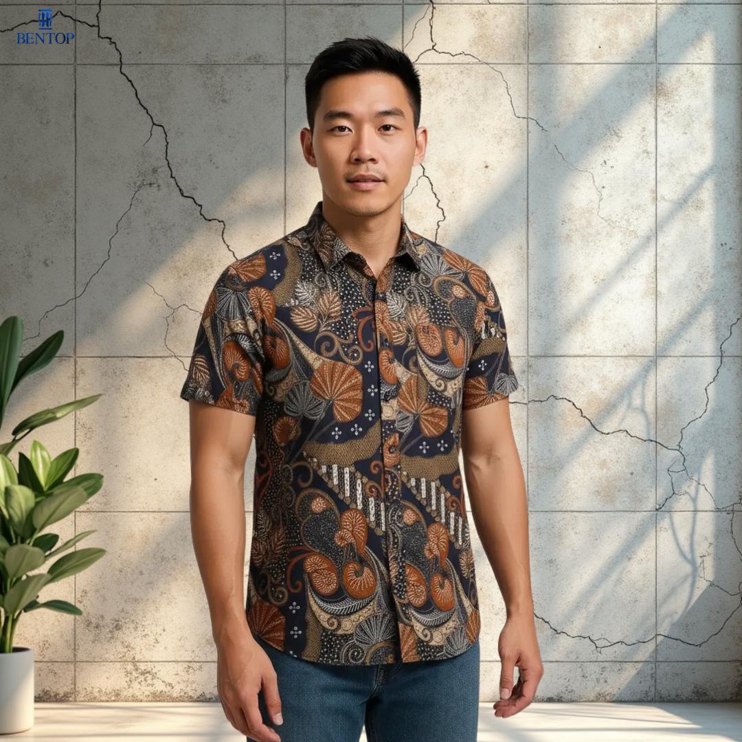 BENTOP Baju Batik Modern Short Sleeve Slim Fit Series Putra [6]