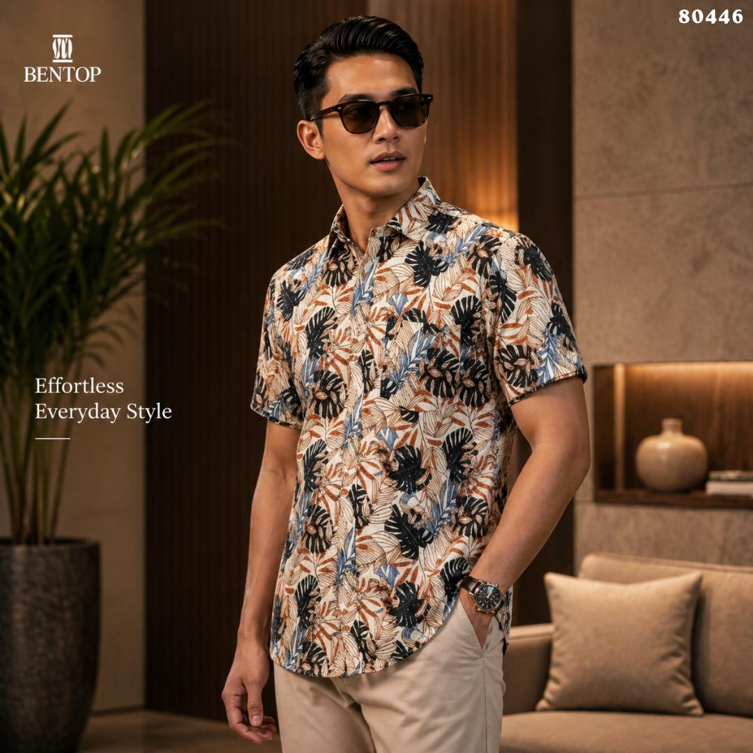BENTOP Baju Kemeja Batik Slim Fit Floral Series Norman [ 1 ]