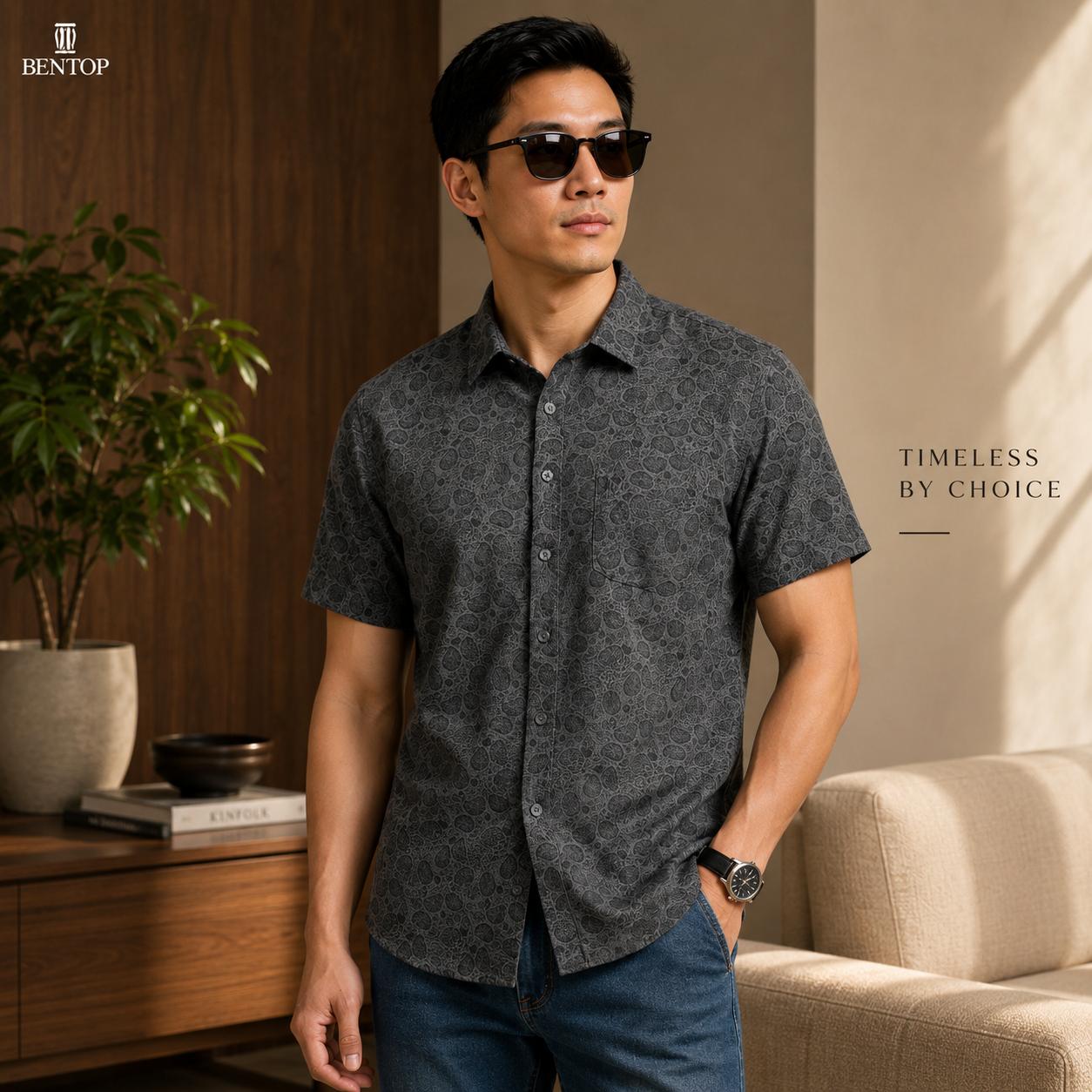 BENTOP Baju Batik Modern Short Sleeve Slim Fit Series Indra [4]