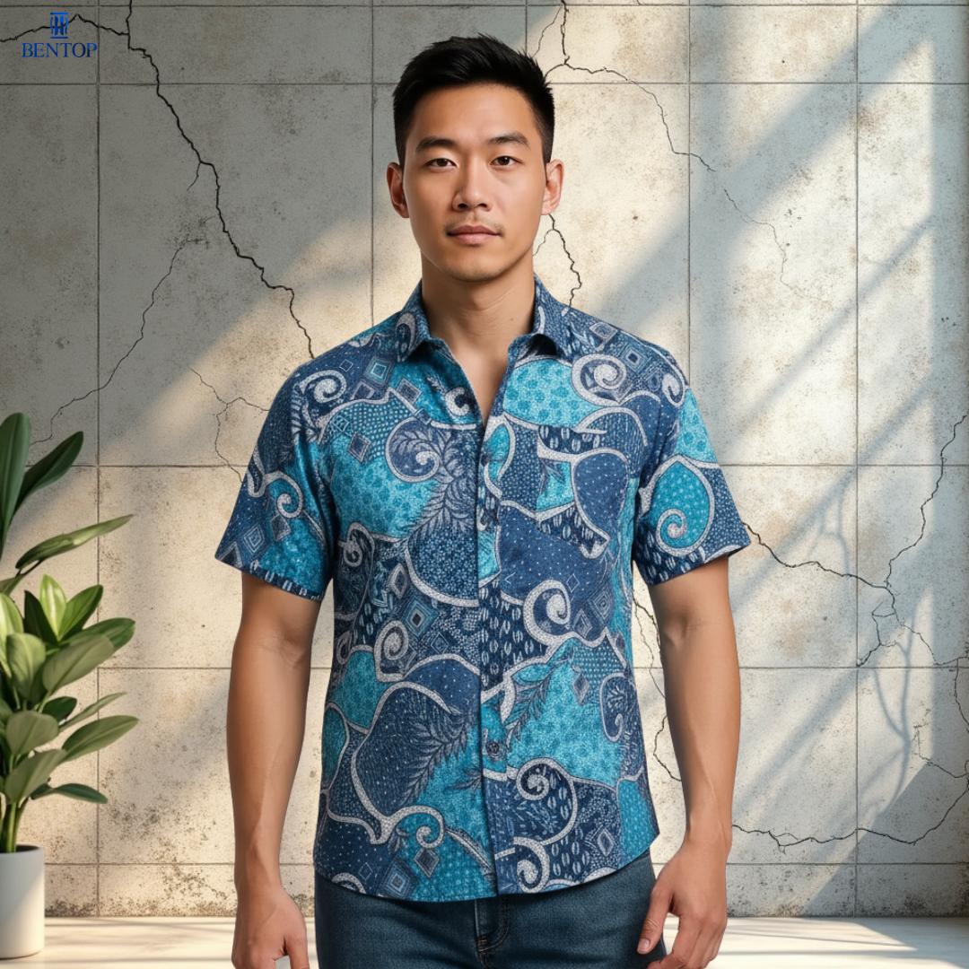 BENTOP Baju Batik Modern Short Sleeve Slim Fit Series Putra [6]