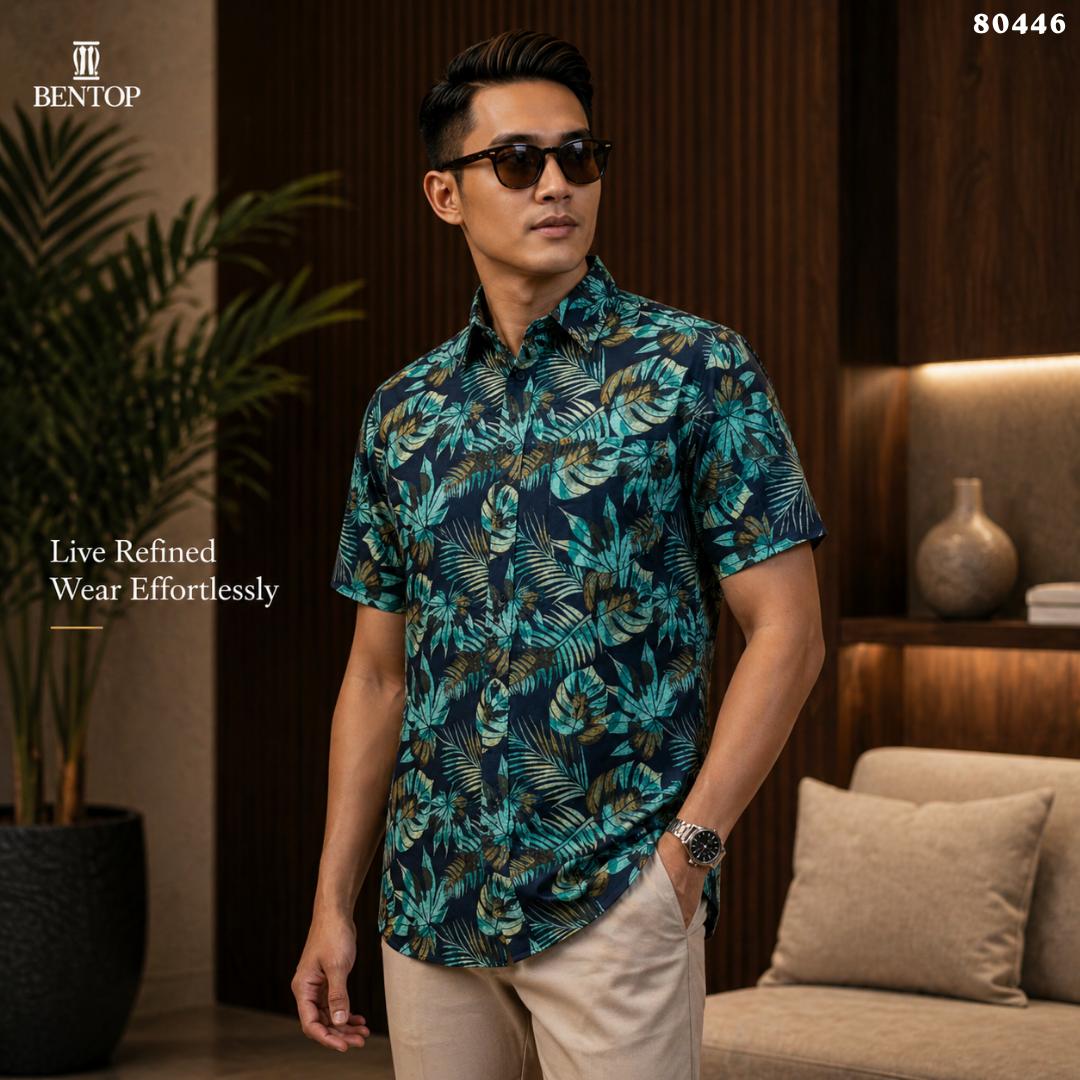 BENTOP Baju Kemeja Batik Slim Fit Floral Series Norman [ 1 ]