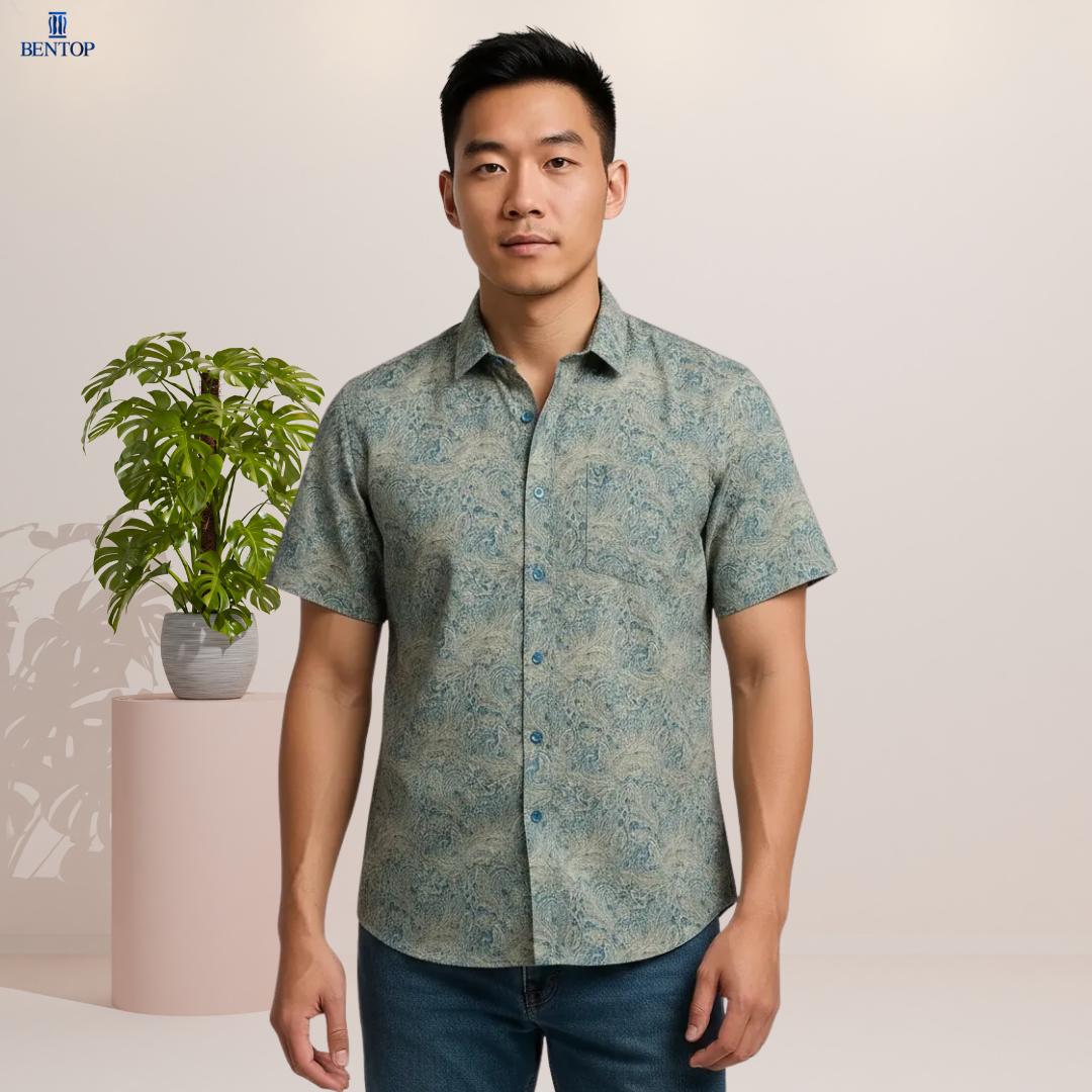 BENTOP Baju Batik Modern Short Sleeve Slim Fit Series Indra [4]