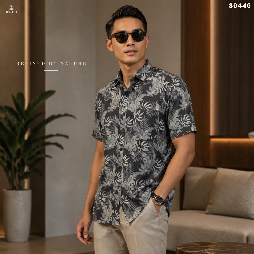 BENTOP Baju Kemeja Batik Slim Fit Floral Series Norman [ 1 ]