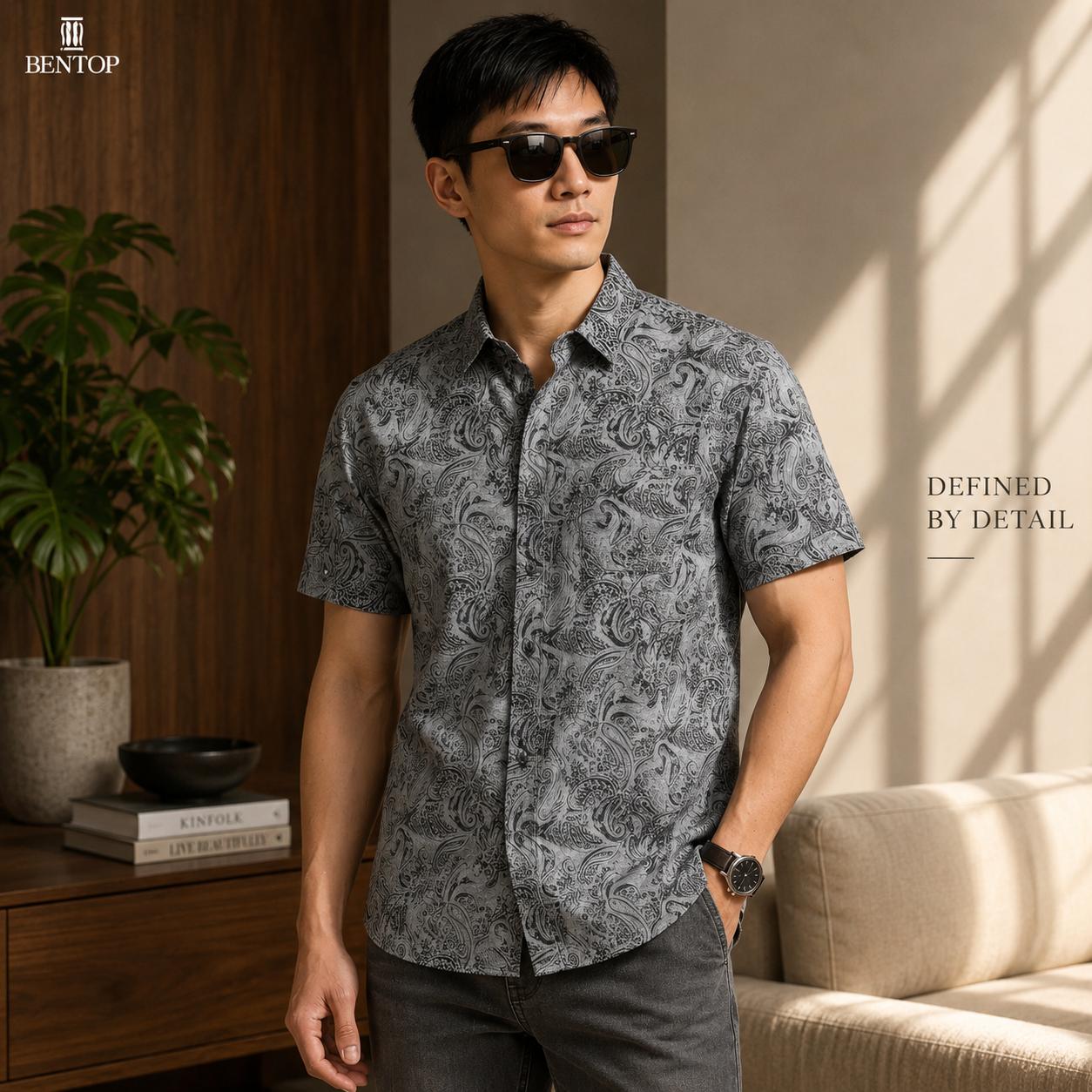 BENTOP Baju Batik Modern Short Sleeve Slim Fit Series Indra [4]