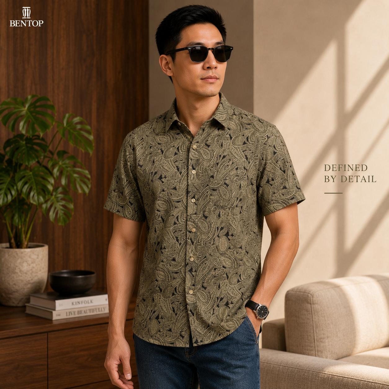 BENTOP Baju Batik Modern Short Sleeve Slim Fit Series Indra [4]