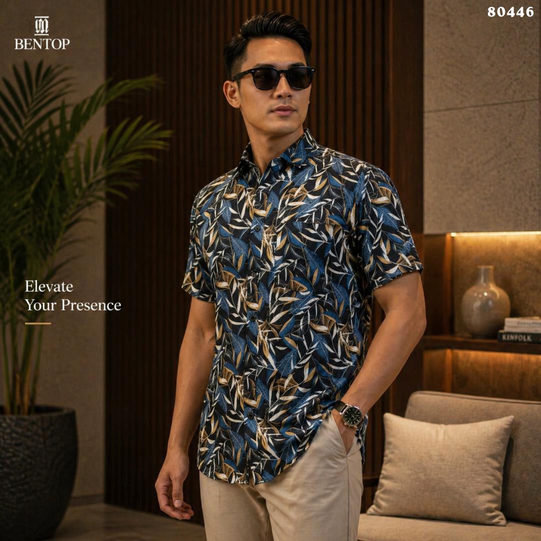 BENTOP Baju Kemeja Batik Slim Fit Floral Series Norman [ 1 ]