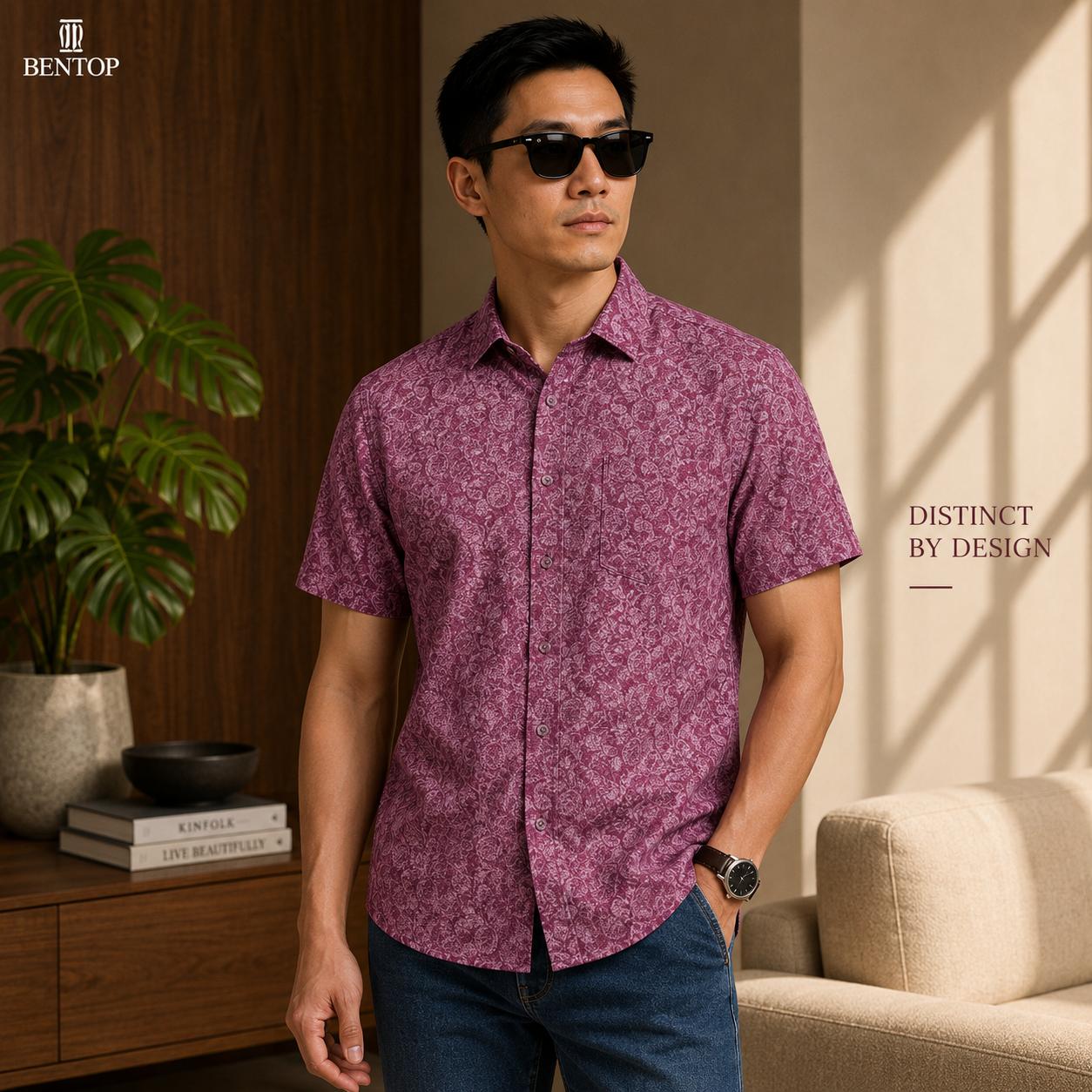 BENTOP Baju Batik Modern Short Sleeve Slim Fit Series Indra [4]