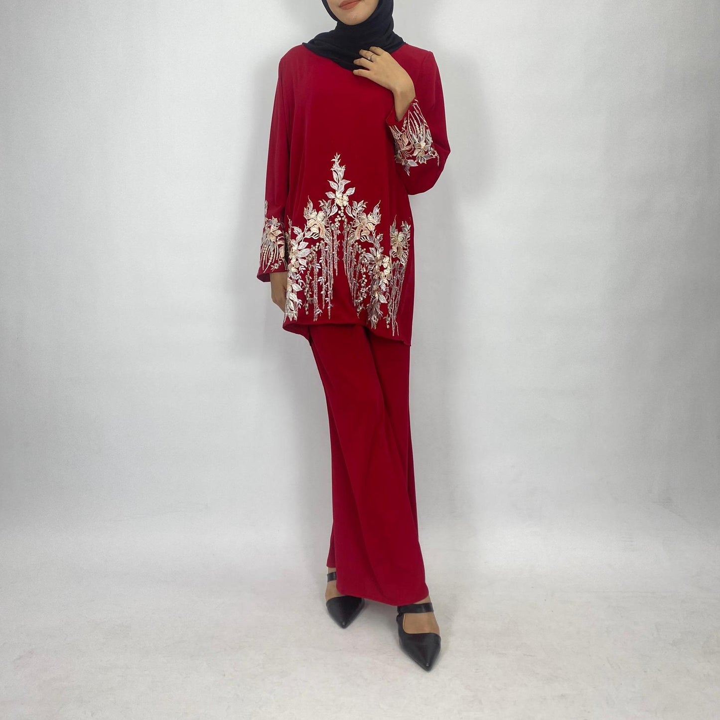 Bentop Baju Kurung Dewasa Modern Fit Series [1] Satin mix  Set Fabric Wanita Couple Set 1