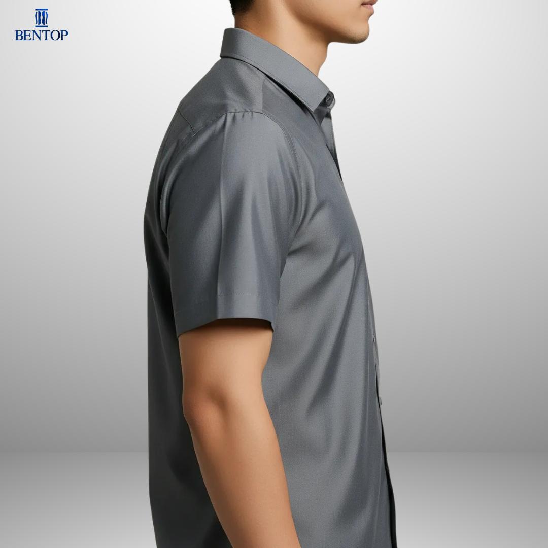 Timeless Style: Bentop Slim Fit Plain Short Sleeve Shirt