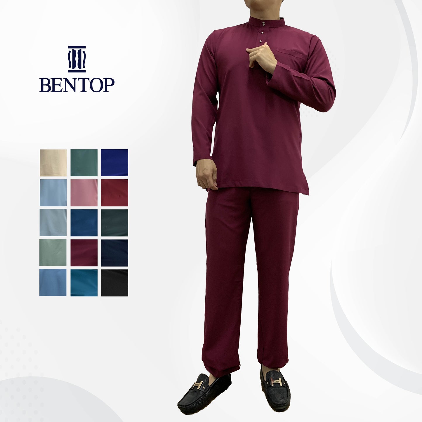 Bentop Baju Melayu Dewasa Pocket #08-#15 Series Cotton Drill Modern Fit  - Ready Stock Malaysia