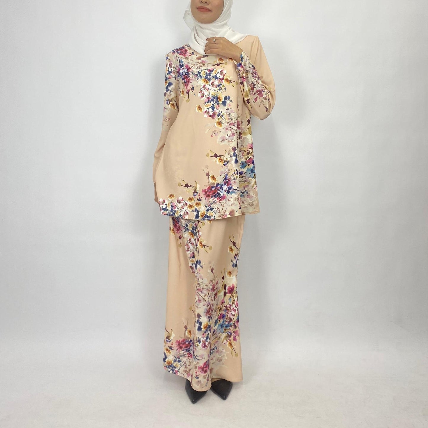 Bentop Baju Kurung Dewasa Modern Fit Series [1] Satin mix  Set Fabric Wanita Couple Set 1