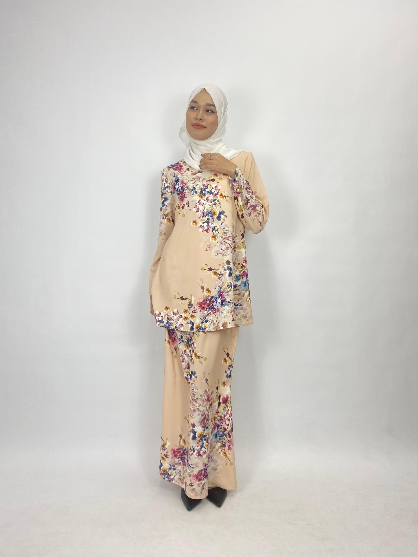 Bentop Baju Kurung Dewasa Modern Fit Series [1] Satin mix  Set Fabric Wanita Couple Set 1