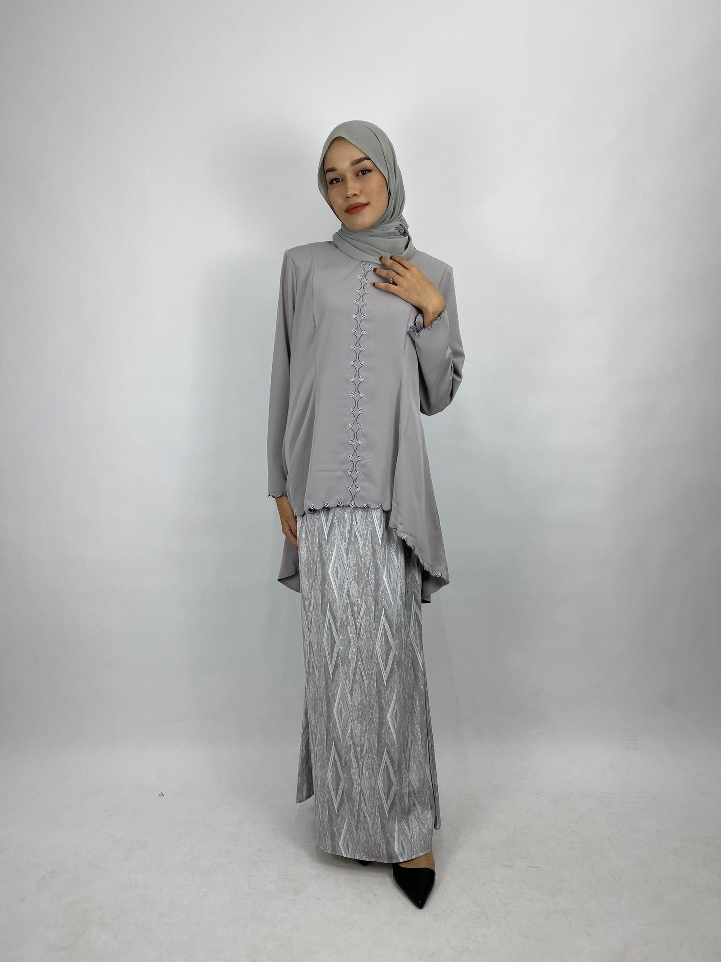 Bentop Baju Kurung Dewasa Modern Fit Series Set [2] Satin Fabric Wanita Family set 1