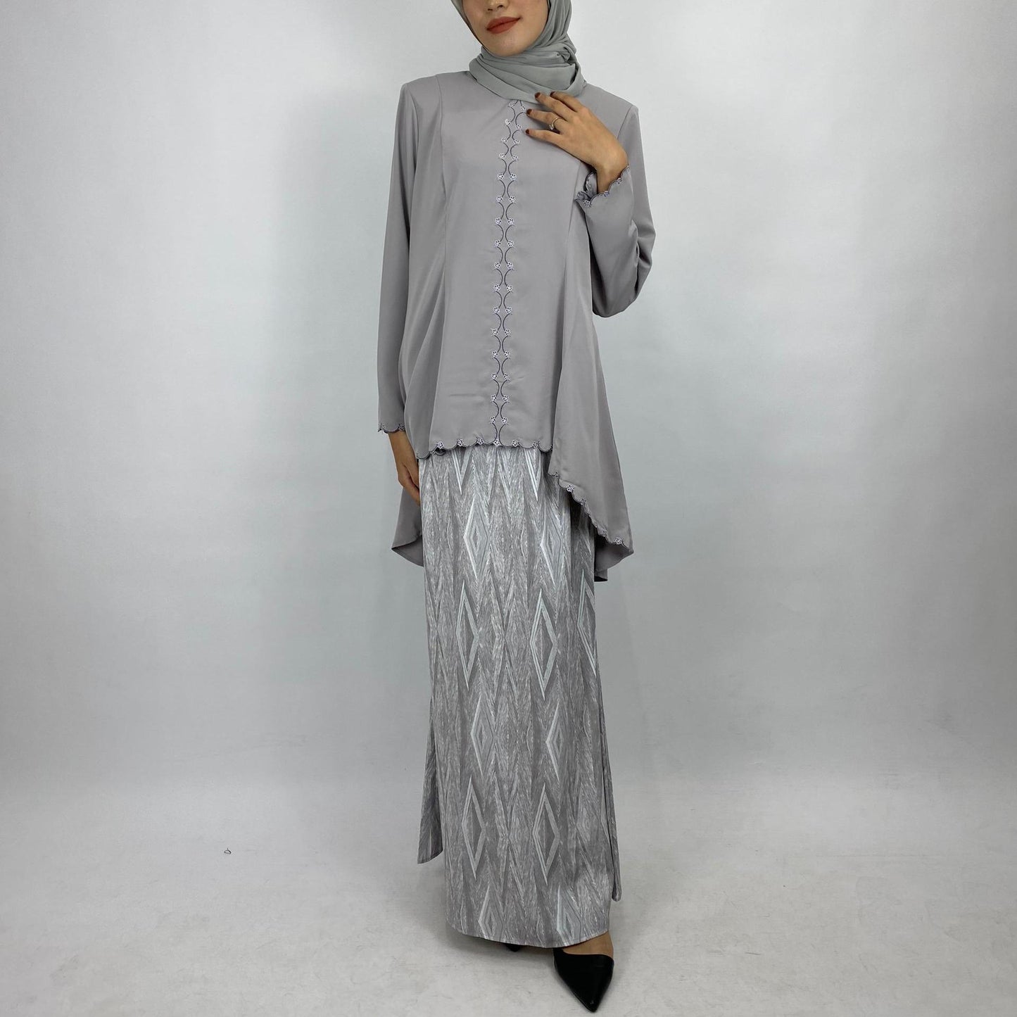 Bentop Baju Kurung Dewasa Modern Fit Series Set [2] Satin Fabric Wanita Family set 1