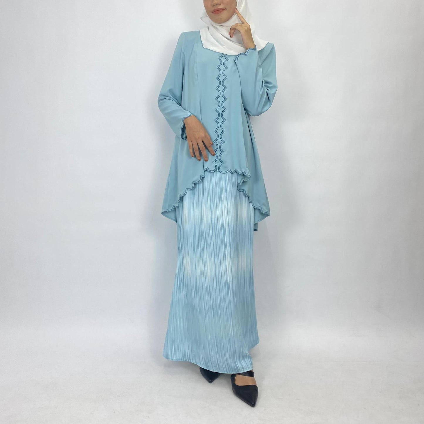 Bentop Baju Kurung Dewasa Modern Fit Series [1] Satin mix  Set Fabric Wanita Couple Set 1