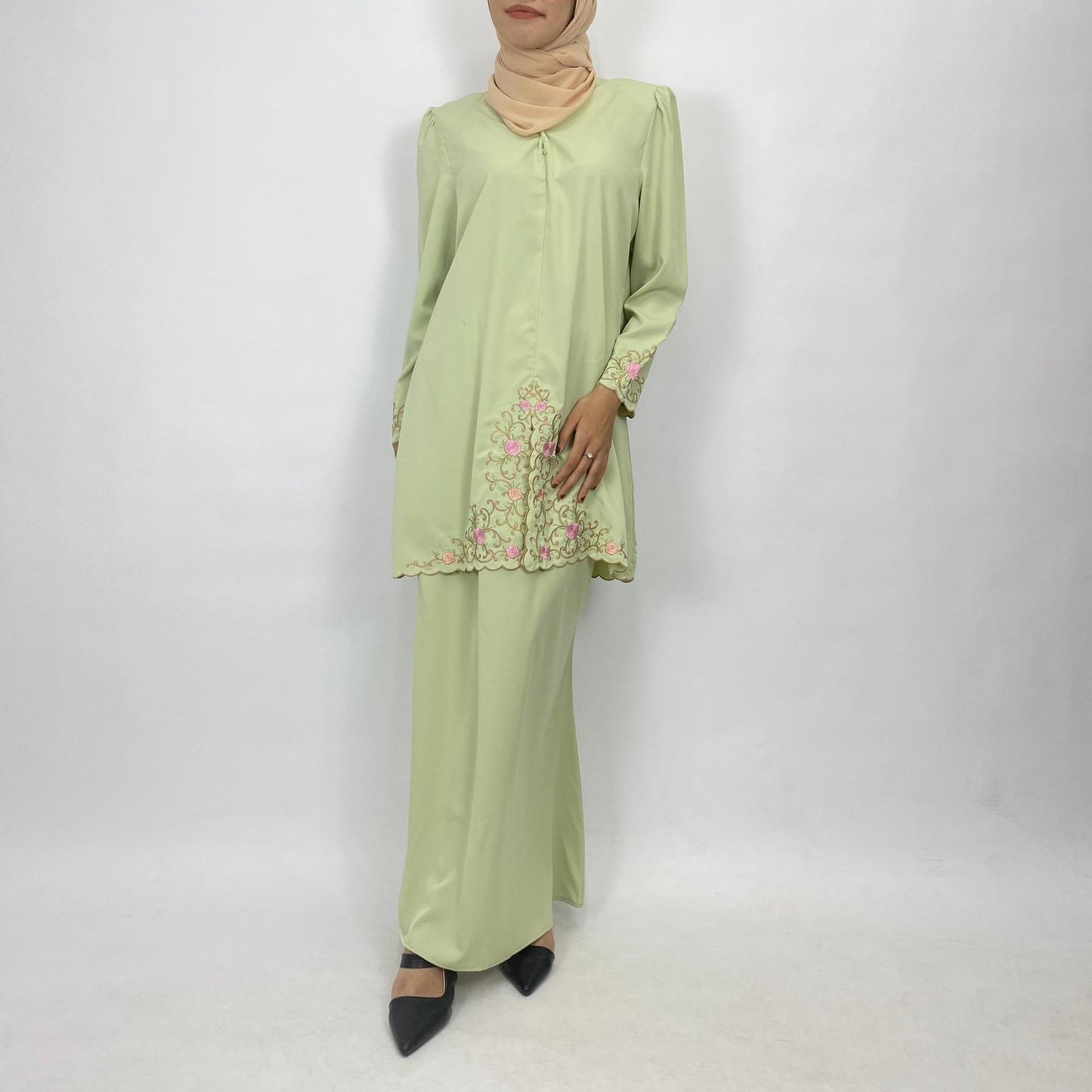 Bentop Baju Kurung Dewasa Modern Fit Series [1] Satin mix  Set Fabric Wanita Couple Set 1