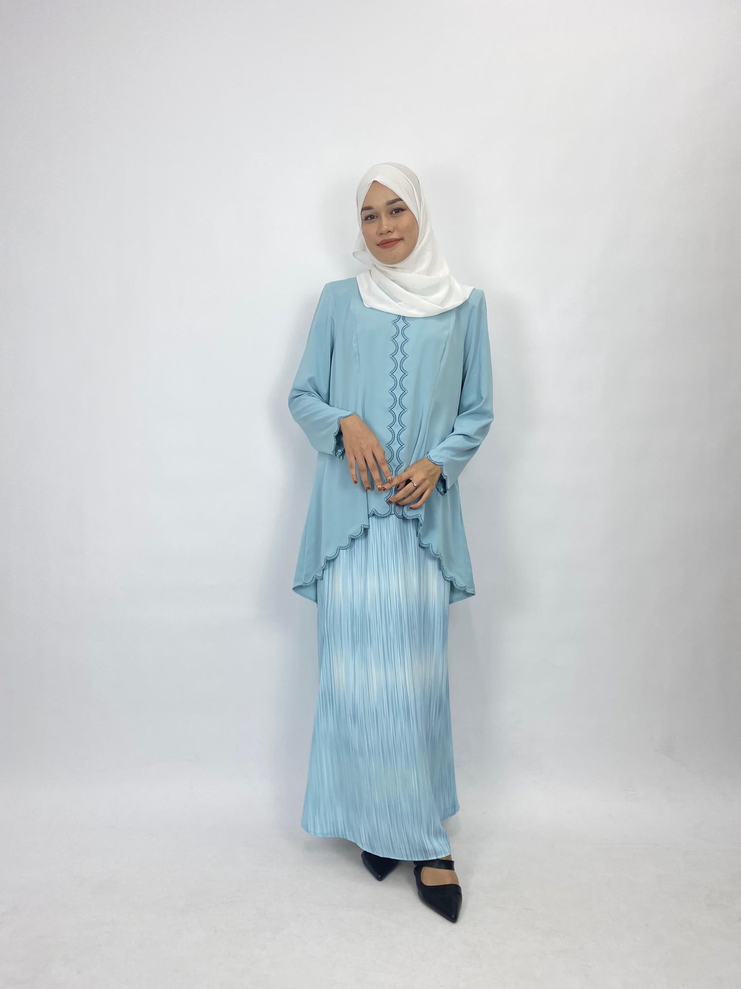 Bentop Baju Kurung Dewasa Modern Fit Series [1] Satin mix  Set Fabric Wanita Couple Set 1