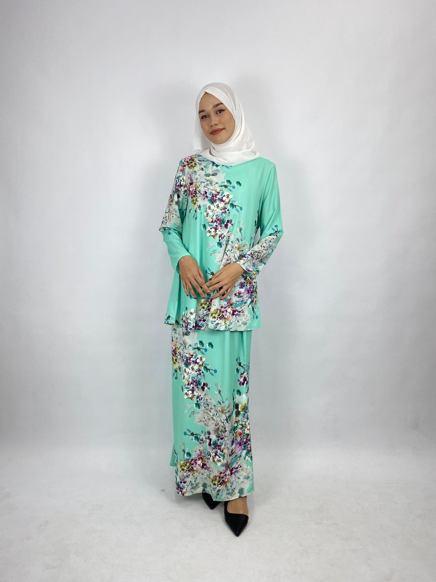 Bentop Baju Kurung Dewasa Modern Fit Series Set [2] Satin Fabric Wanita Family set 1