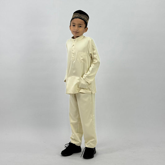 (NEW RELEASE) Bentop Baju Melayu Kanak-Kanak Fabric Satin Pocket Family Set 1