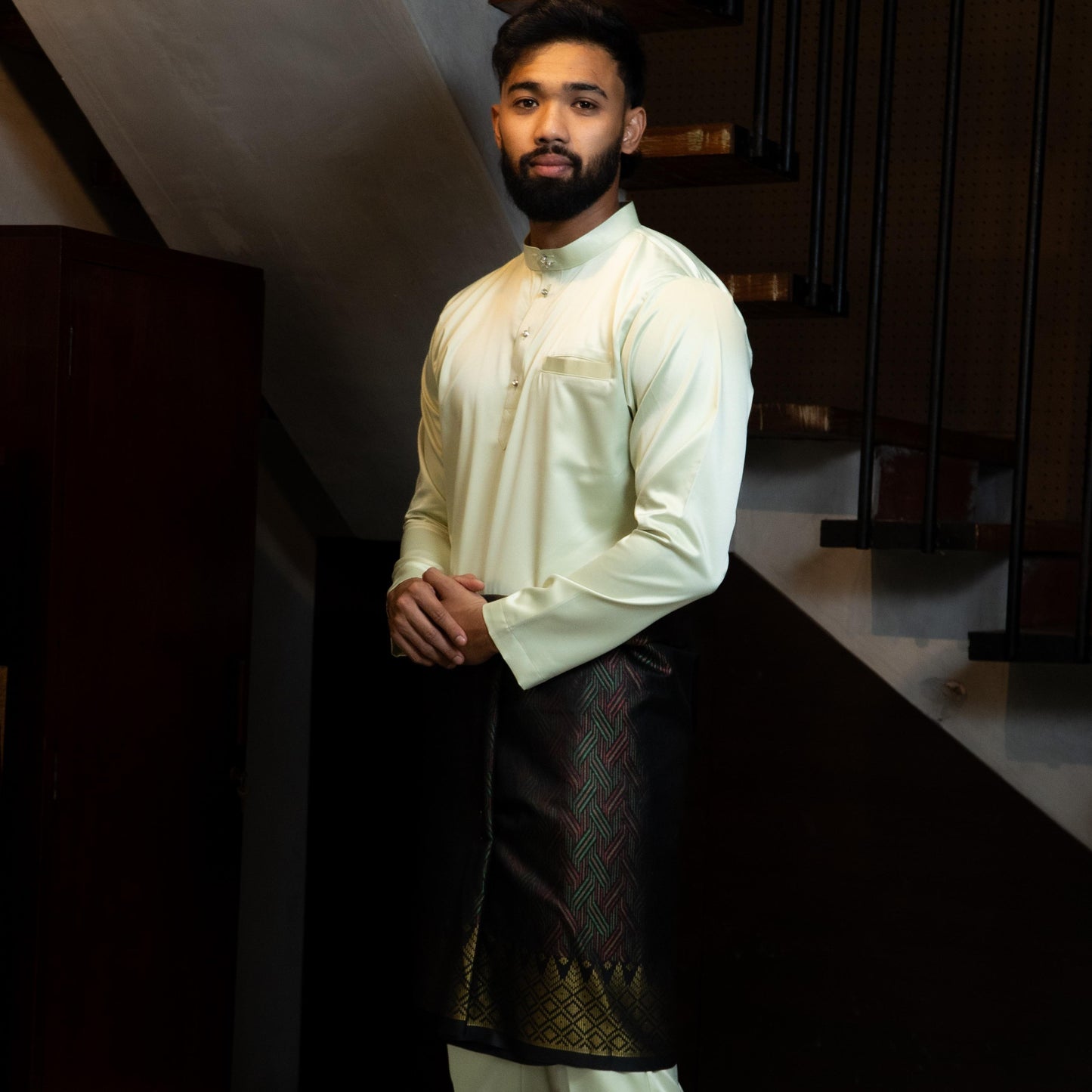 Bentop Baju Melayu Dewasa Modern Fit Series [1] Fabric Pocket Satin Matte Couple set 1 Kain