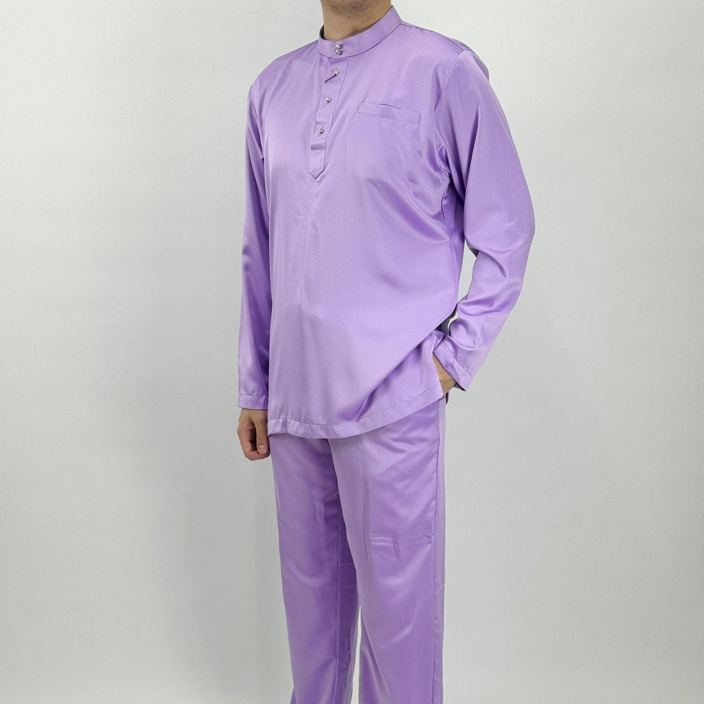 Bentop Baju Melayu Slim Fit Dewasa [2] Fabric Satin Pocket Family set 1 Crystal butang Linen