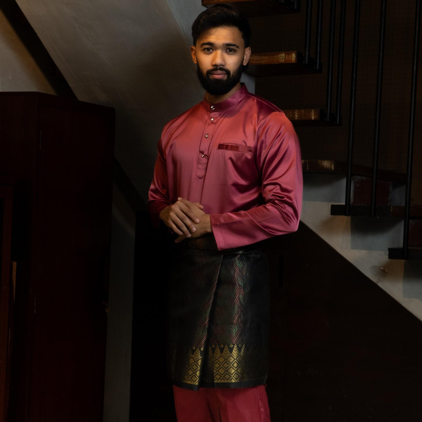 Bentop Baju Melayu Dewasa Modern Fit Series [1] Fabric Pocket Satin Matte Couple set 1 Kain