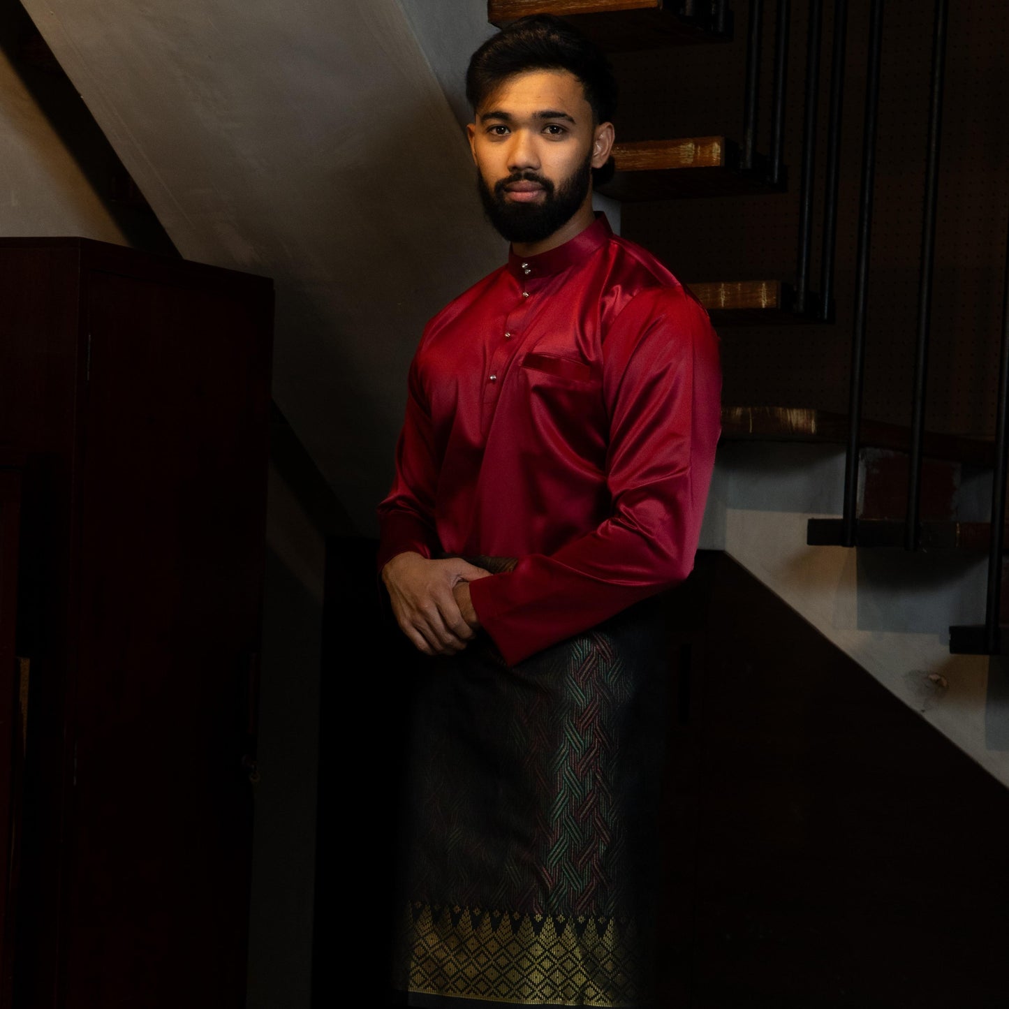 Bentop Baju Melayu Dewasa Modern Fit Series [1] Fabric Pocket Satin Matte Couple set 1 Kain