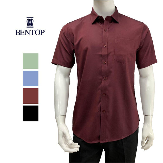 BENTOP Slim Fit Premium Oxford Fabric Short Sleeve Plain