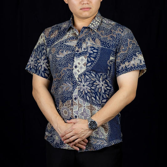 BENTOP Batik Modern Slim Fit Series [1] Baju Kemeja design lengan pendek Modern Floral Batik Short Sleeve