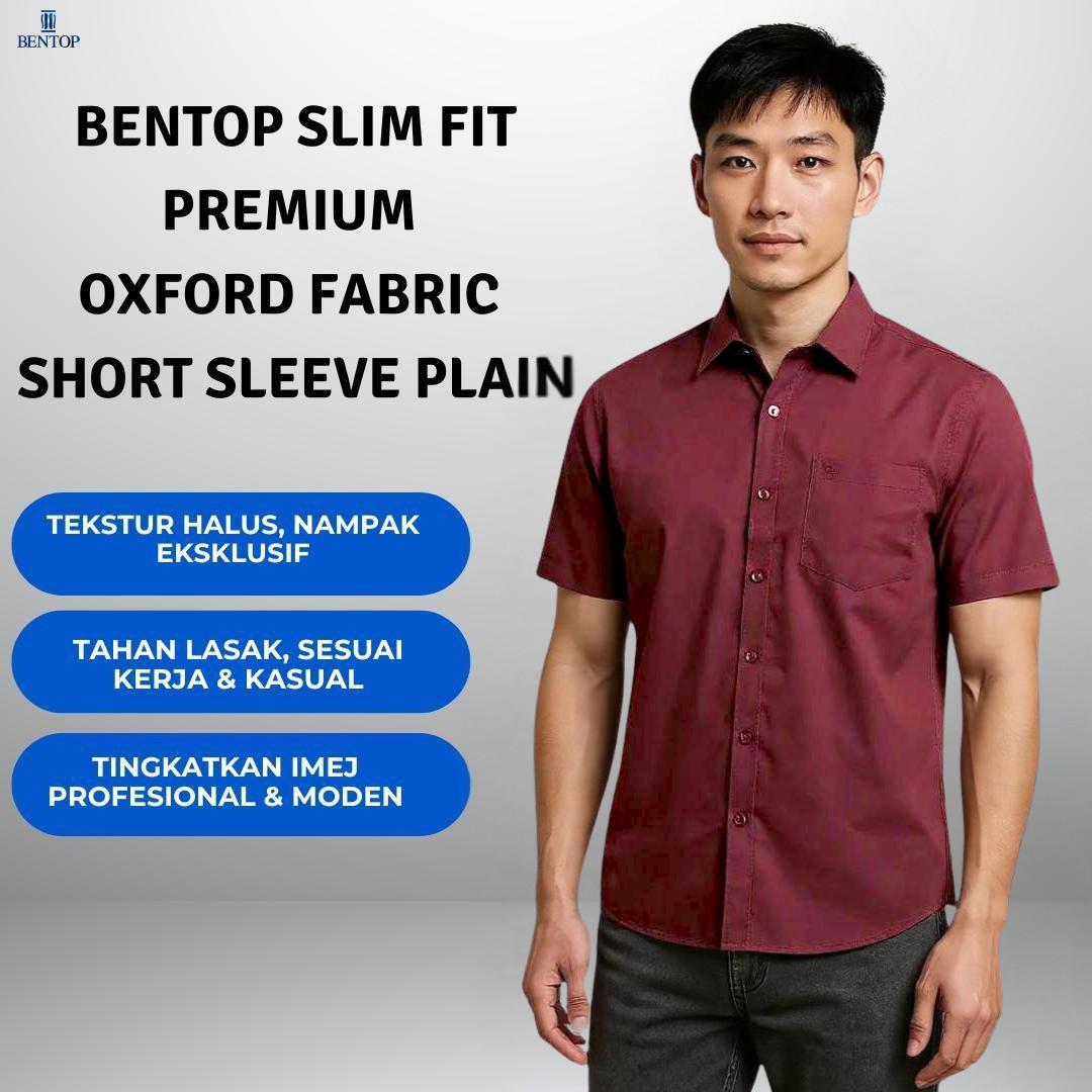BENTOP Slim Fit Premium Oxford Fabric Short Sleeve Plain