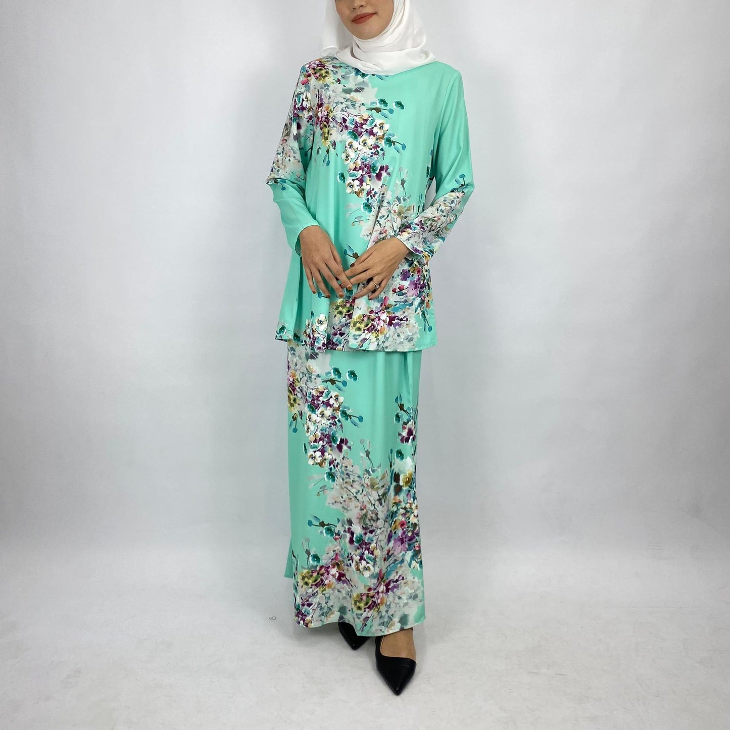 Bentop Baju Kurung Dewasa Modern Fit Series Set [2] Satin Fabric Wanita Family set 1