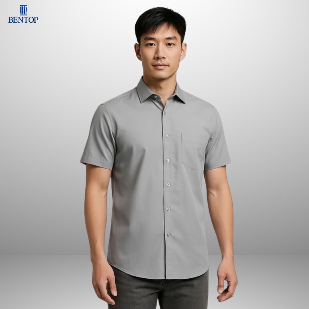 Timeless Style: Bentop Slim Fit Plain Short Sleeve Shirt