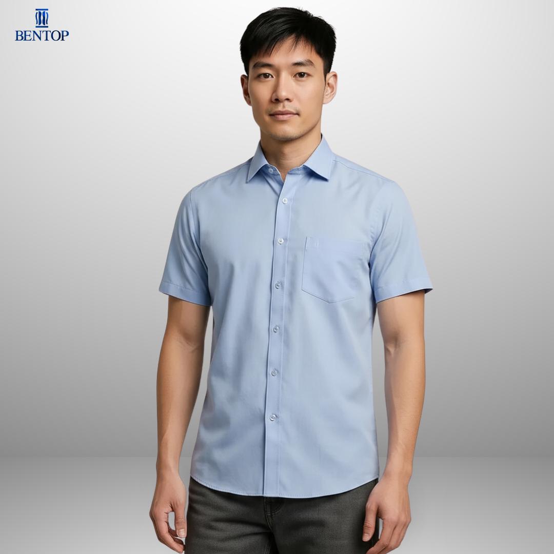 Timeless Style: Bentop Slim Fit Plain Short Sleeve Shirt