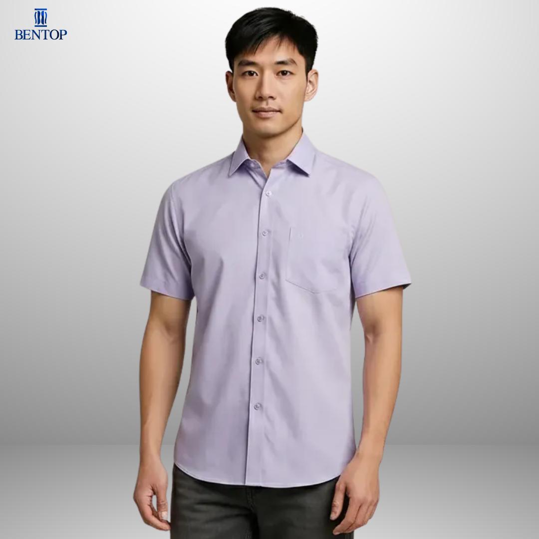 Timeless Style: Bentop Slim Fit Plain Short Sleeve Shirt