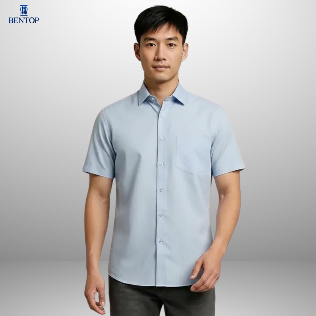 Timeless Style: Bentop Slim Fit Plain Short Sleeve Shirt