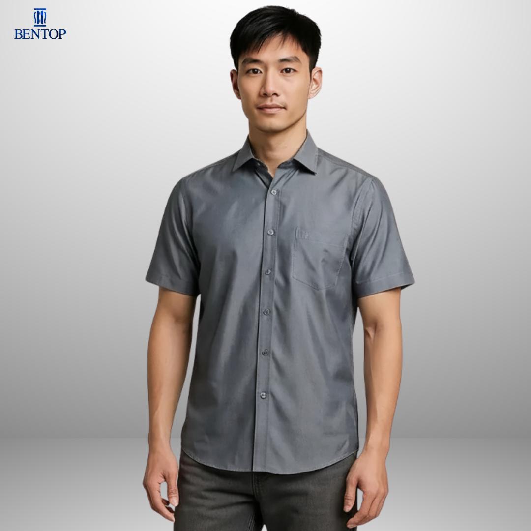 Timeless Style: Bentop Slim Fit Plain Short Sleeve Shirt