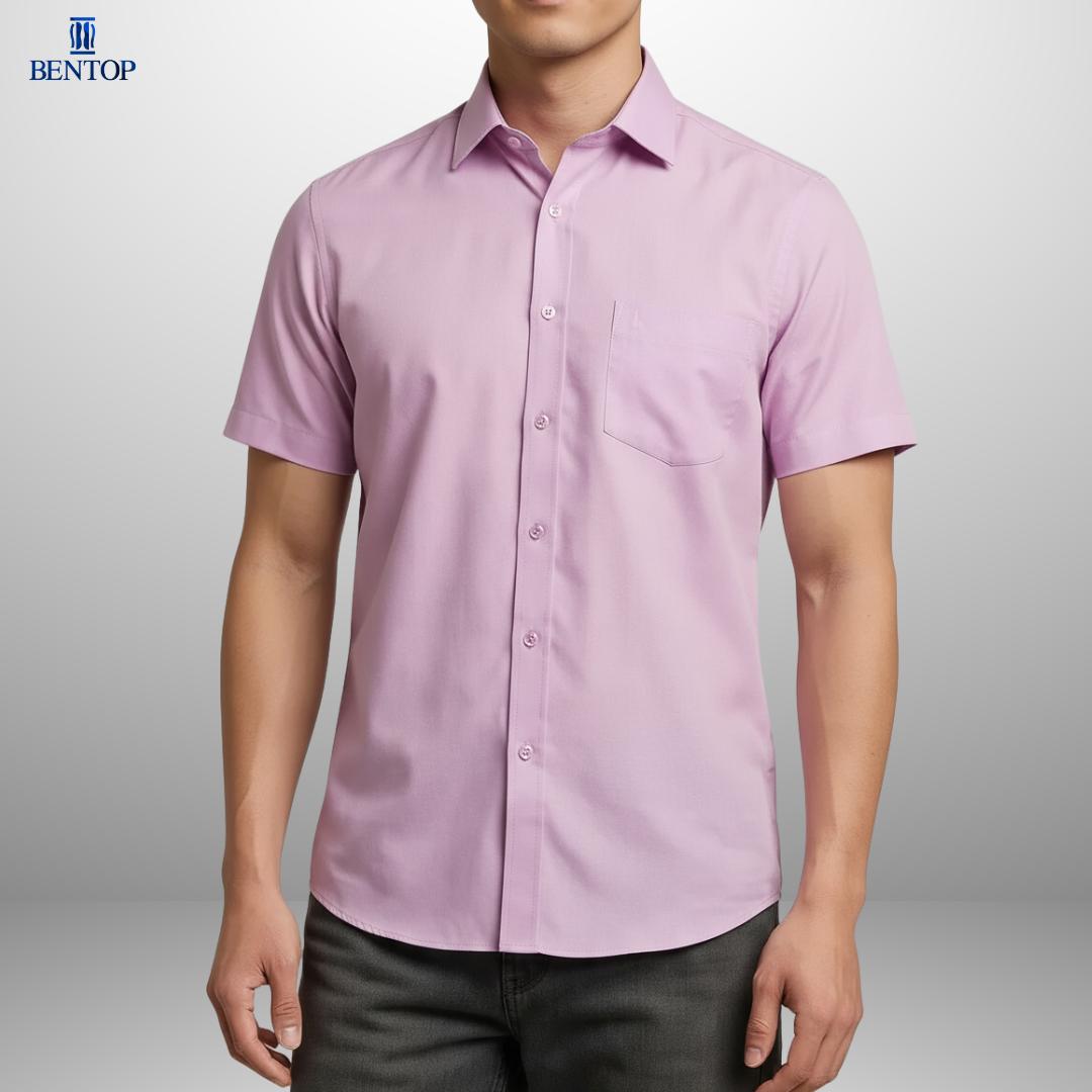 Timeless Style: Bentop Slim Fit Plain Short Sleeve Shirt