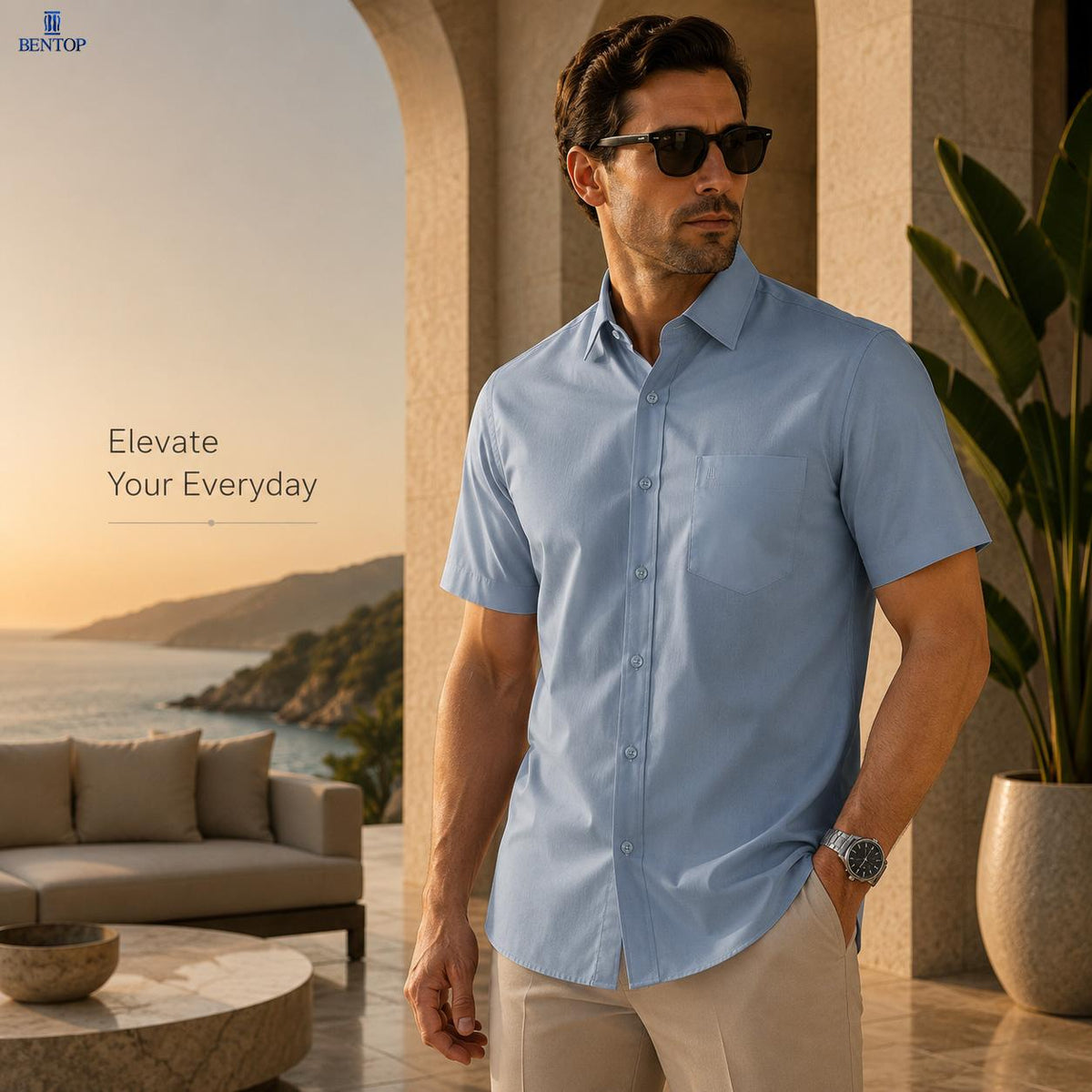 Bentop Short Sleeve Plain Shirt. Premium Oxford Series. The perfect Slim Fit.