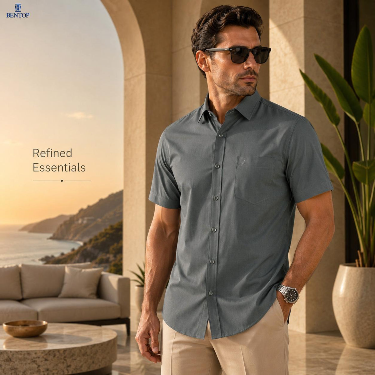 Bentop Short Sleeve Plain Shirt. Premium Oxford Series. The perfect Slim Fit.