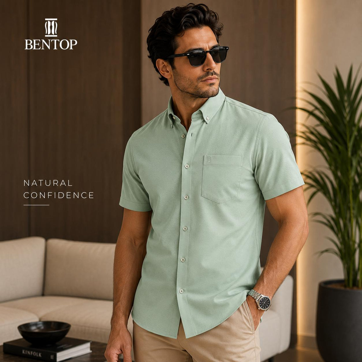 Bentop Slim Fit Short Sleeve Shirt - office/casual wear.
