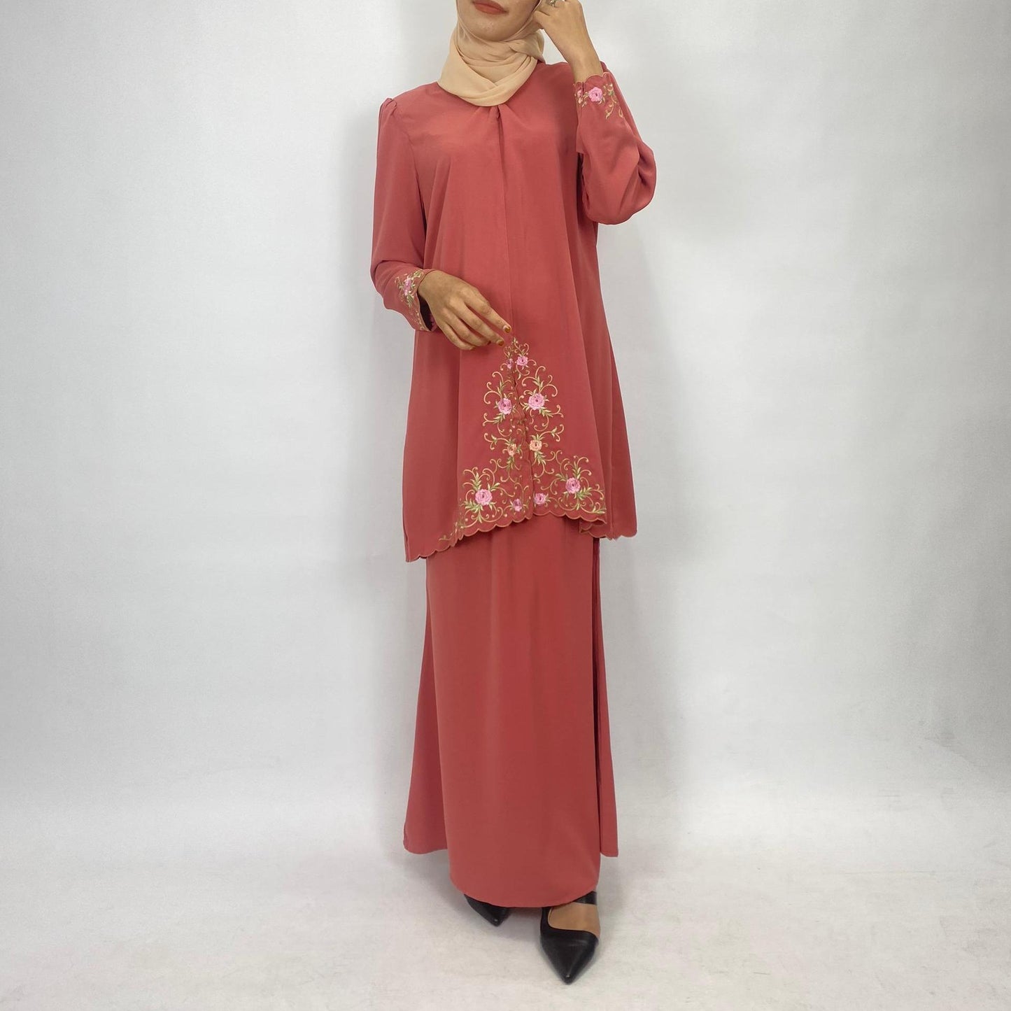 Bentop Baju Kurung Dewasa Modern Fit Series [1] Satin mix  Set Fabric Wanita Couple Set 1