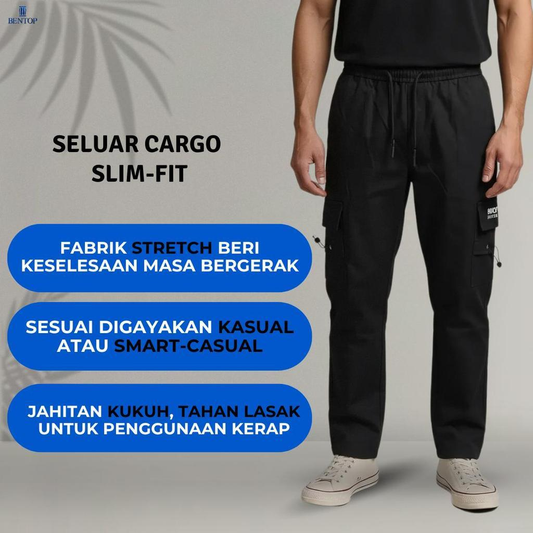 BENTOP Seluar Cargo Slim Fit Lelaki – Stretchable