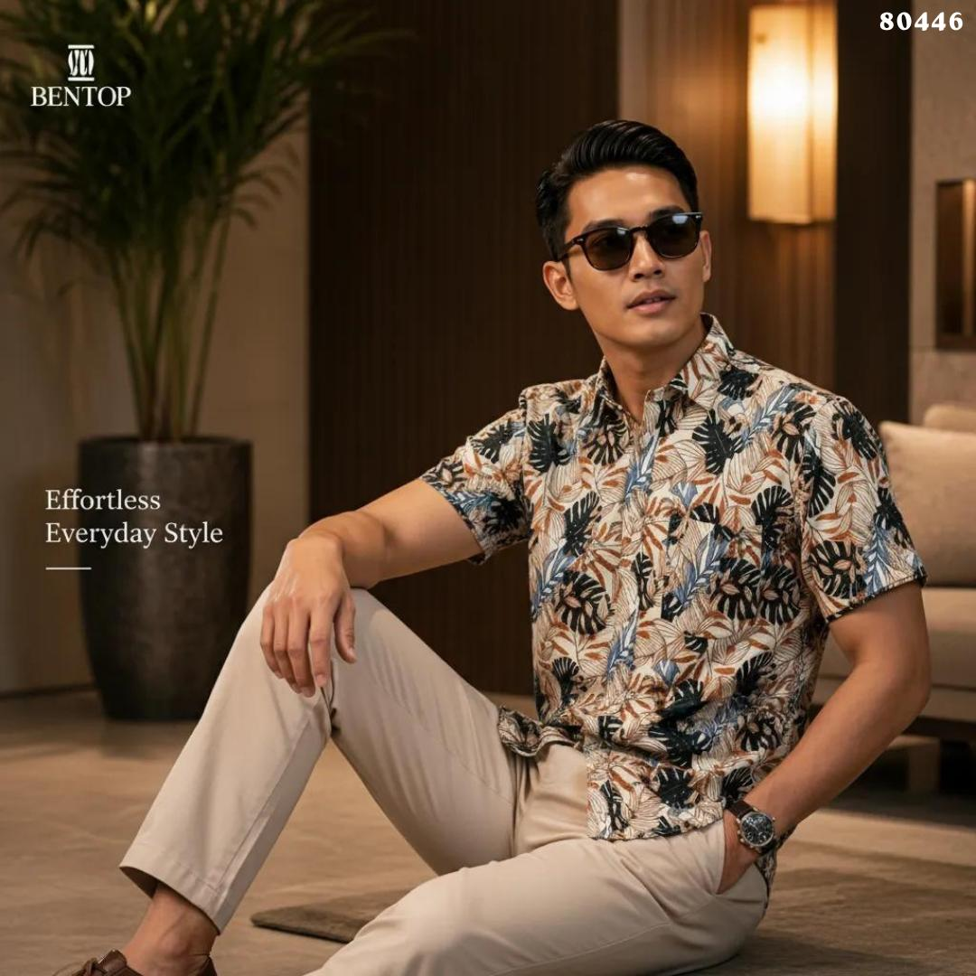 BENTOP Baju Kemeja Batik Slim Fit Floral Series Norman [ 1 ]