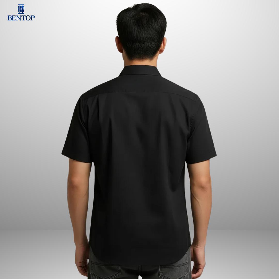 BENTOP Slim Fit Premium Oxford Fabric Short Sleeve Plain