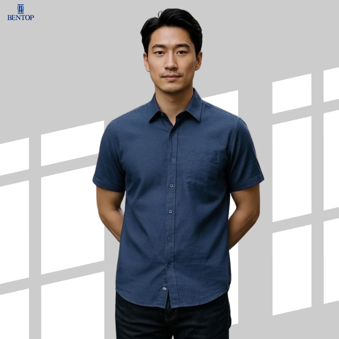 BENTOP Shirt Short Sleeve Slim Fit Oxford