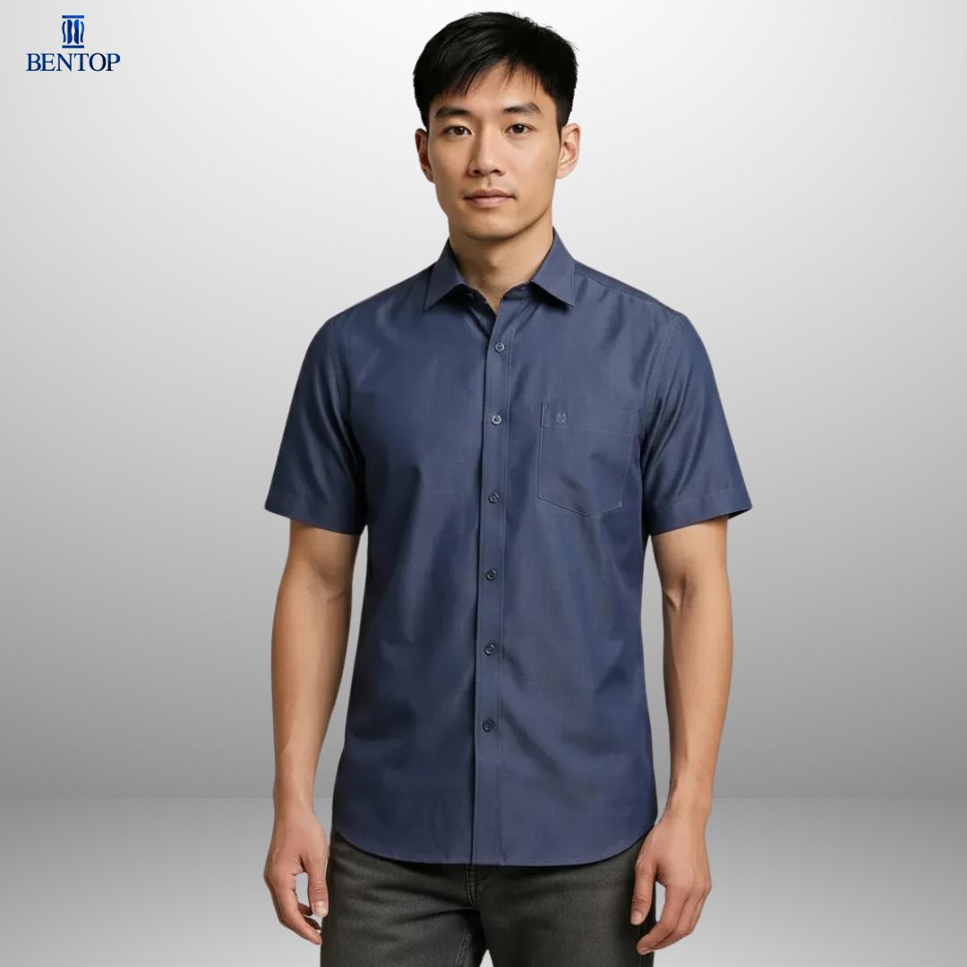 Timeless Style: Bentop Slim Fit Plain Short Sleeve Shirt